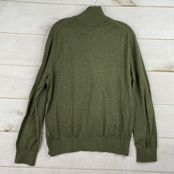 Banana Republic Sweater Mens M Green Mock Neck Cotton Pullover 1/4 Button - Picture 8 of 8